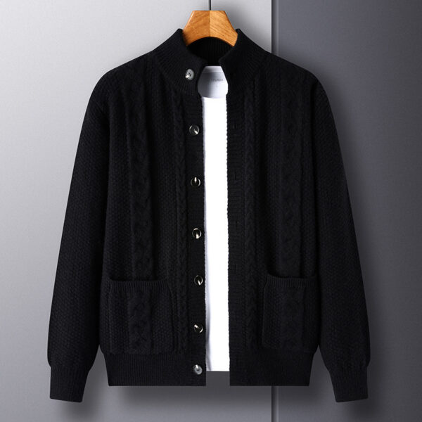 New Single-breasted Sweater With Pockets Fashion Jacquard Loose-fitting Cardigan Men Clothing - Image 7