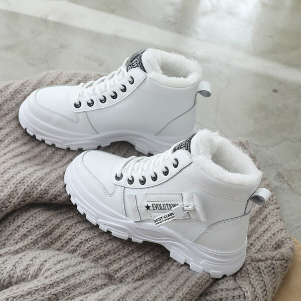 Fleece Lace-up Boots Winter Warm Short Plush High-top Shoes - Image 10