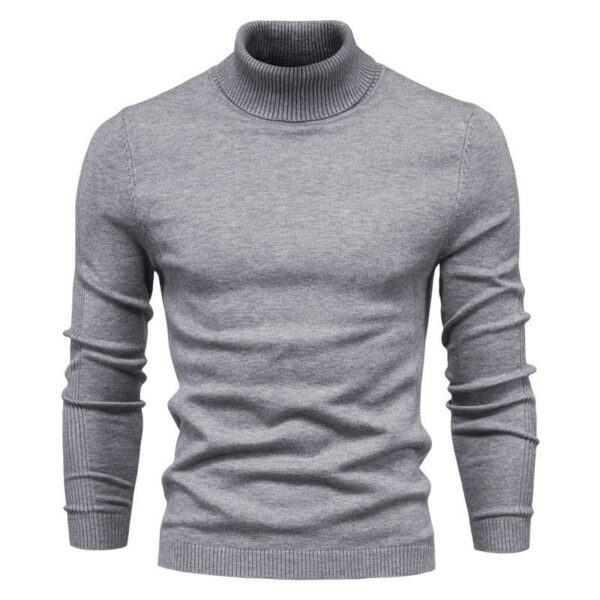 Men's Solid Color Slim Pullover Turtleneck Sweater Winter Casual Tops Clothing - Image 9