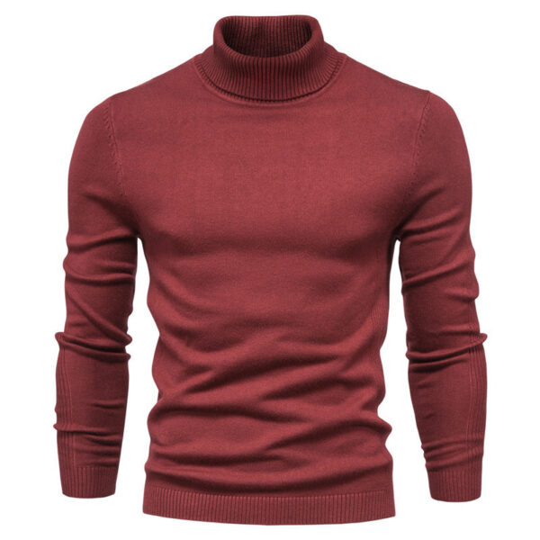 Men's Solid Color Slim Pullover Turtleneck Sweater Winter Casual Tops Clothing - Image 5