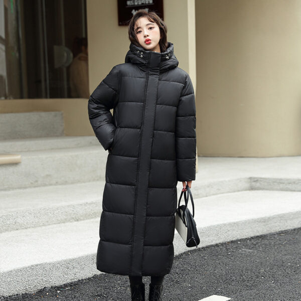 Women's Super Long Down Jacket Winter Puffer Thick Coat Black Red Hooded Zipper Keep Warm Fall Winter Casual Clothes - Image 5