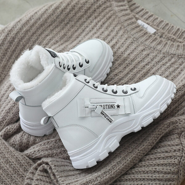 Fleece Lace-up Boots Winter Warm Short Plush High-top Shoes - Image 6