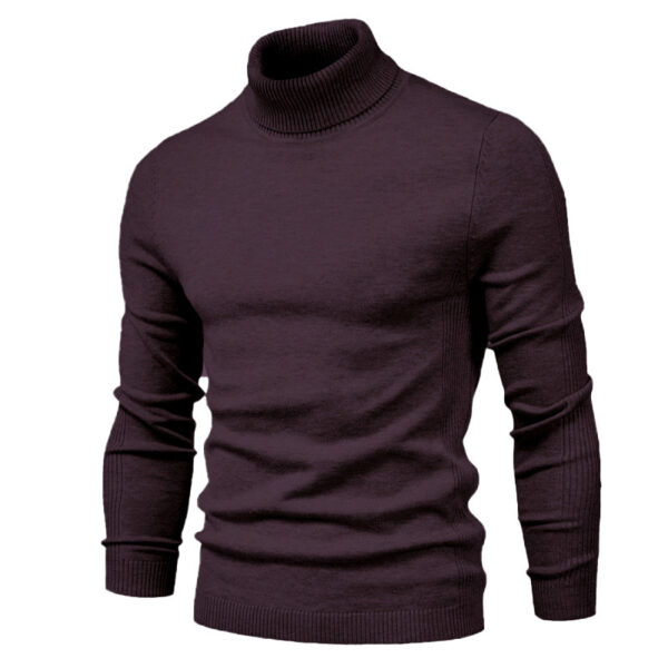 Men's Solid Color Slim Pullover Turtleneck Sweater Winter Casual Tops Clothing - Image 4