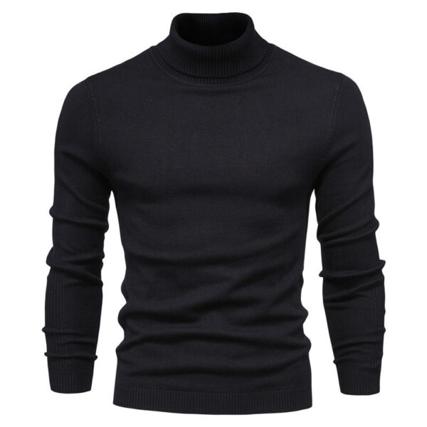 Men's Solid Color Slim Pullover Turtleneck Sweater Winter Casual Tops Clothing - Image 7