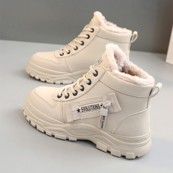 Fleece Lace-up Boots Winter Warm Short Plush High-top Shoes - Image 5