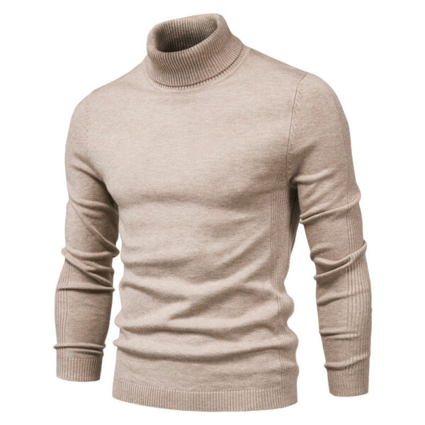 Men's Solid Color Slim Pullover Turtleneck Sweater Winter Casual Tops Clothing - Image 10