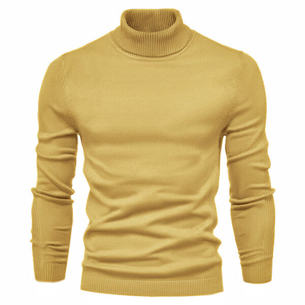 Men's Solid Color Slim Pullover Turtleneck Sweater Winter Casual Tops Clothing - Image 8