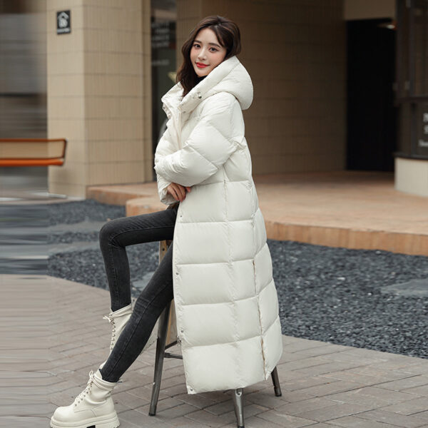 Women's Super Long Down Jacket Winter Puffer Thick Coat Black Red Hooded Zipper Keep Warm Fall Winter Casual Clothes - Image 6