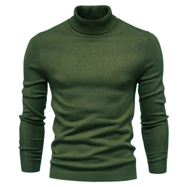 Men's Solid Color Slim Pullover Turtleneck Sweater Winter Casual Tops Clothing - Image 3