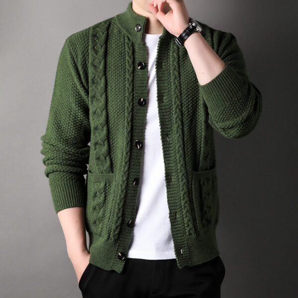 New Single-breasted Sweater With Pockets Fashion Jacquard Loose-fitting Cardigan Men Clothing - Image 5